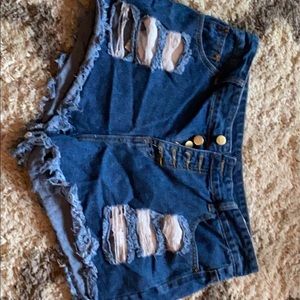High Waisted Distressed Shorts